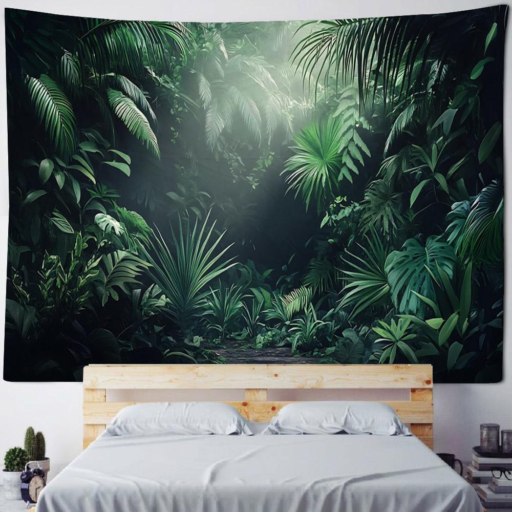 Bohemian Style Tapestry, Tropical Plant Art Wall Hanging, Psychedelic Home Background Decoration, Available In Various Sizes