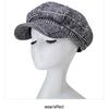 ZHENYUEQI Women's Plaid Wool Octagonal Newsboy Beret Hat