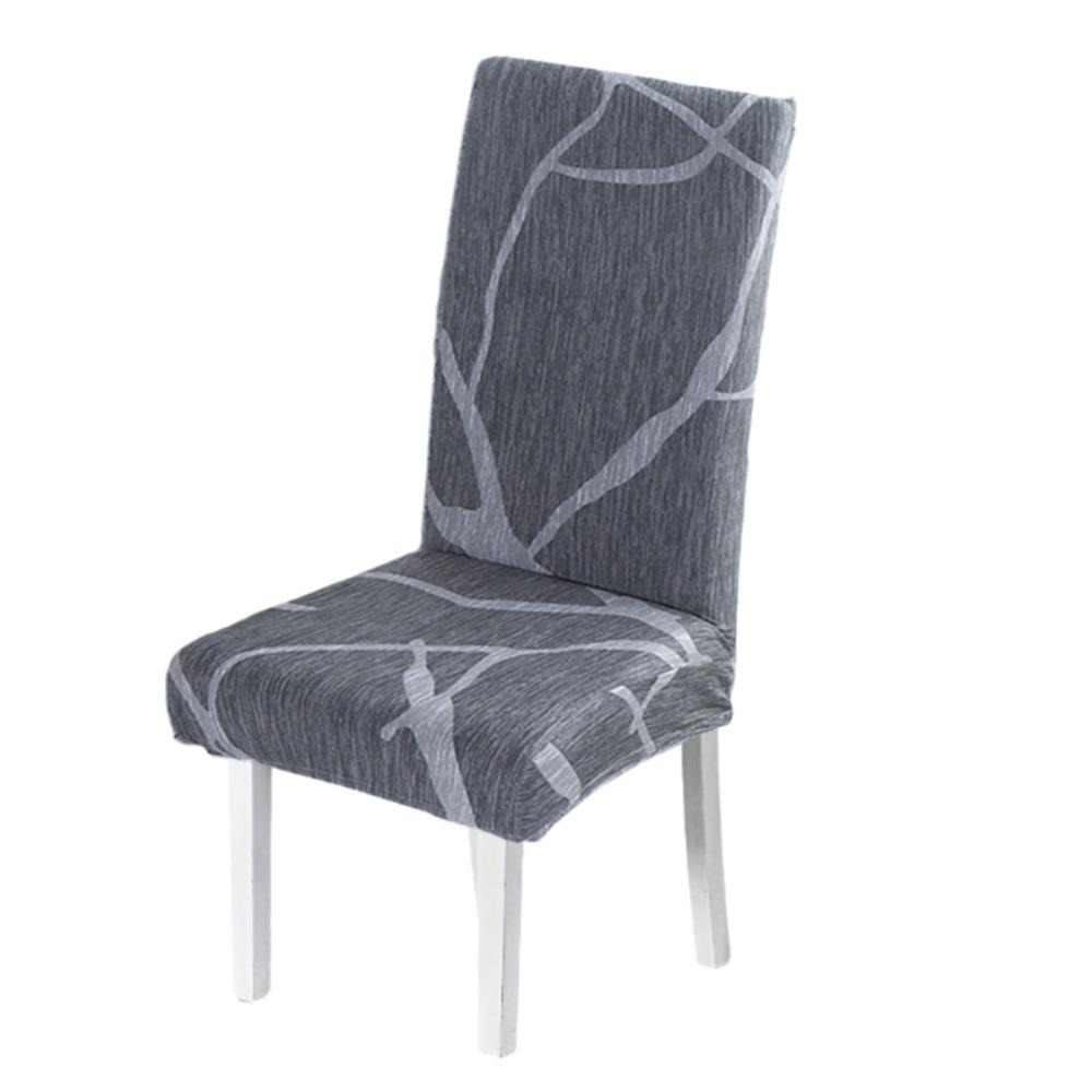 

Washable Seat Cover Elastic Chair Protecter Universal Printed Dining Chair Cover Hotel Style E