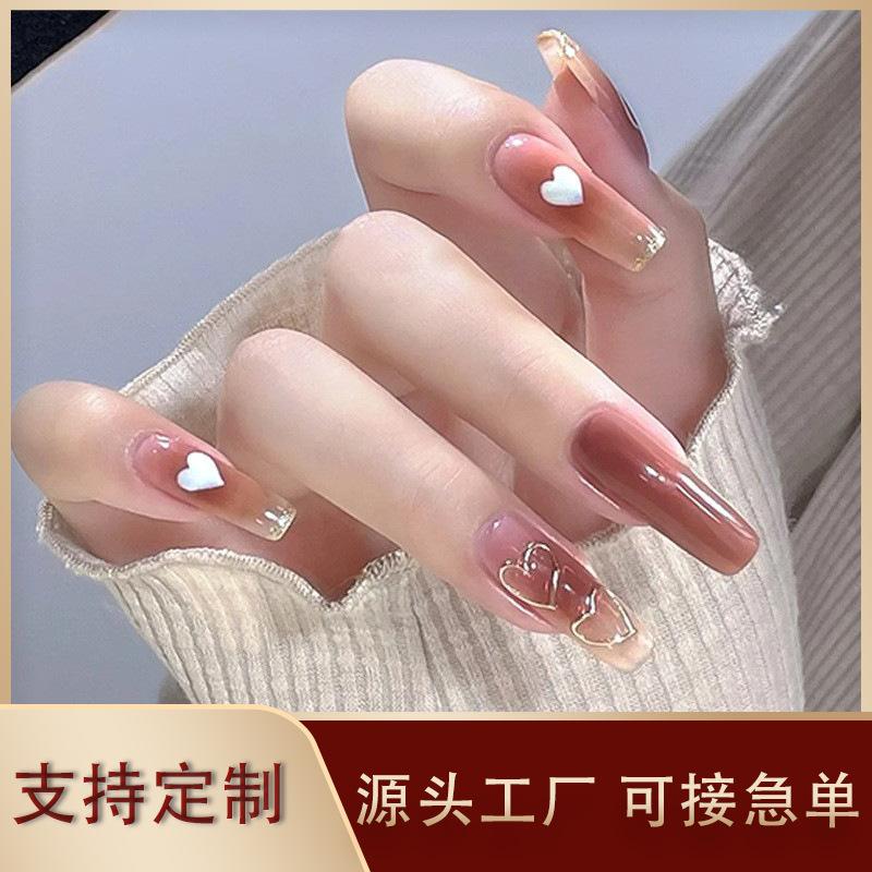 Wear nail fake nail nail film nail film nail film short flash aurora nail art autumn nail art