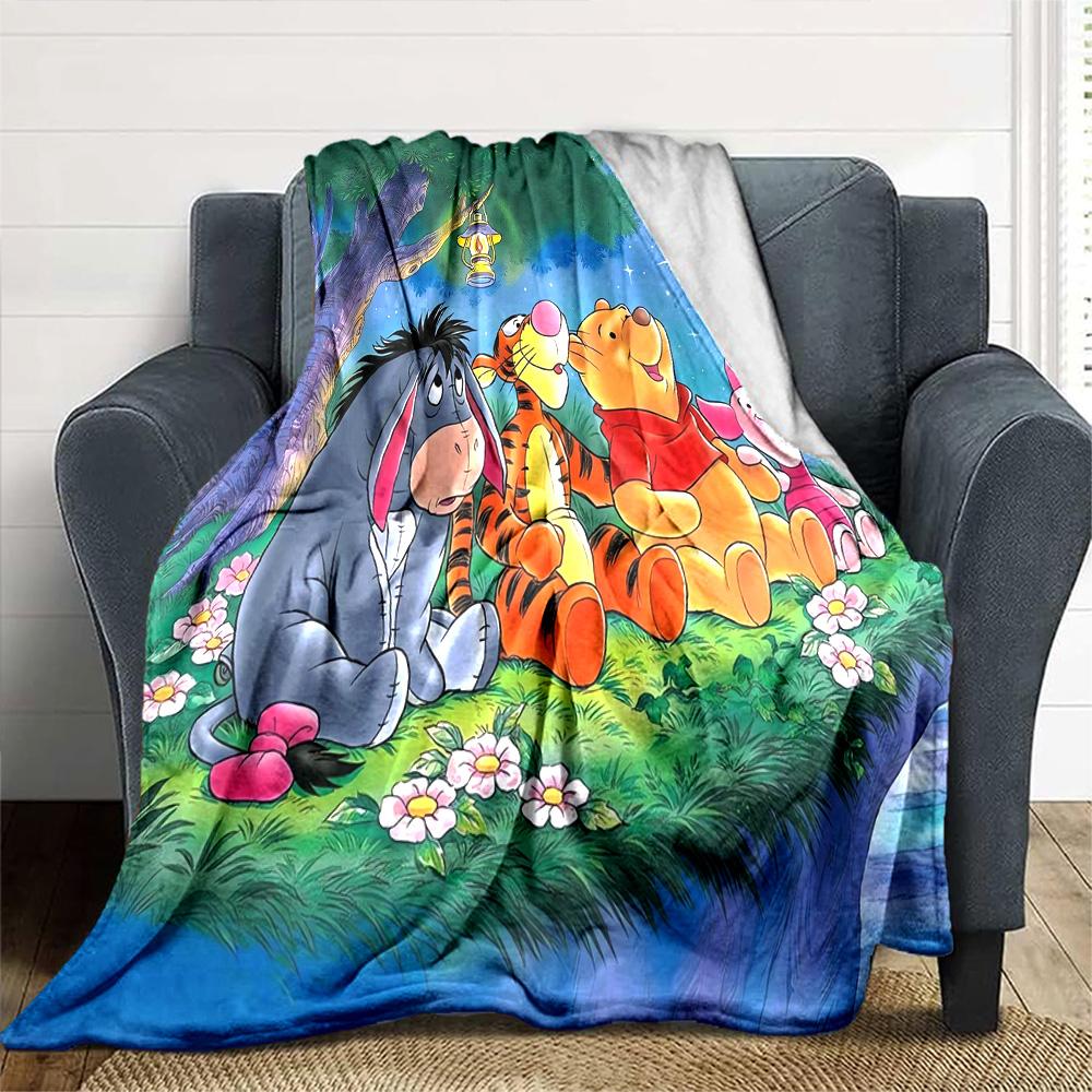 Winnie Pooh Friends Flannel Blanket Super Soft Warm Cozy Blanket For Sofa Bed Office Travel Allseason Home Decor Gift