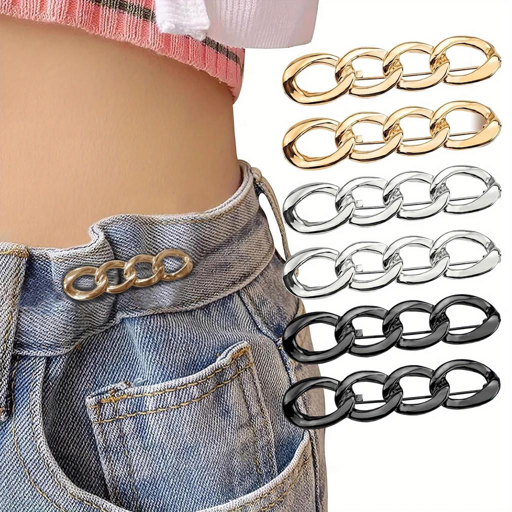 Elegante Kette Brosche Revers Anstecknadel Damen Hosen Taille Straffung Knopf Kleiderclip für Weite Hosen Röcke Ärmel Pullover