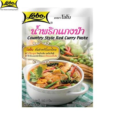 Lobo Rote Currypaste im Country-Style, authentisches Thai-Curry / ohne MSG, Konservierungsstoffe oder künstliche Farbstoffe / ergibt 2 Portionen, Thai-Essen, 50 g