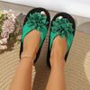 Damen Winter Flip-Flop Hausschuhe, Warme Plattform-Hausschuhe mit Fleece-Futter und 3D-Blume in Rosa, Rutschfest für Innen und Außen, Kaltwetter Hausschuhe
