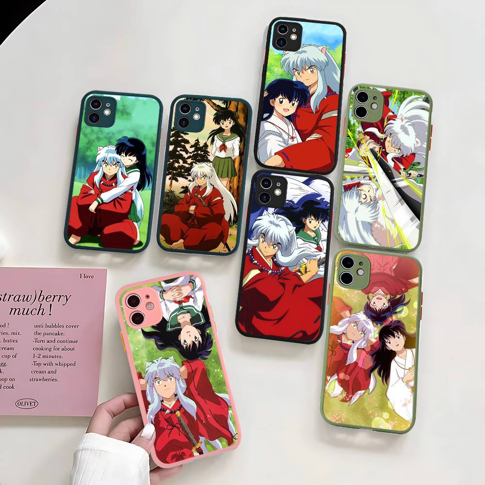 Amine I-Inuyasha Matte Transparent Phone Cover For iPhone Case 16 15 14 13 12 11 Pro Max X XS Max Plus