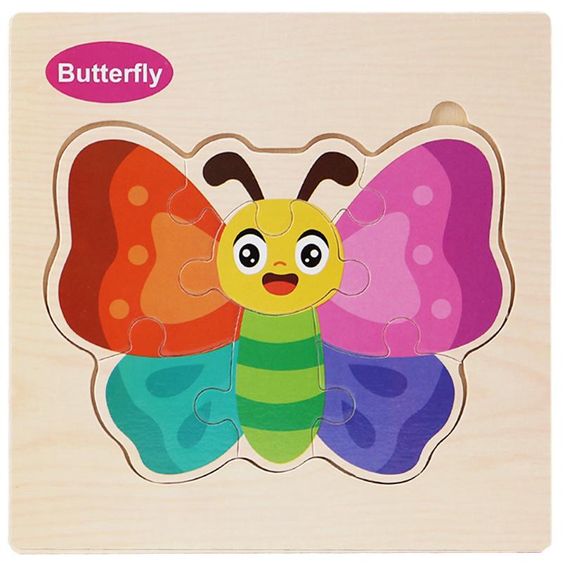 Wooden Cartoon Animal & Transport Puzzle for Toddlers, Educational Toy for Ages 2-3