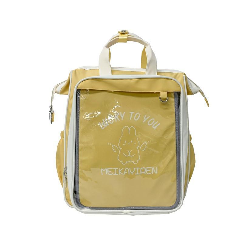 Transparent Doll Pain Bag Large Capacity Bar Backpack Female Student Schoolbag Dual-purpose 40cm Cotton