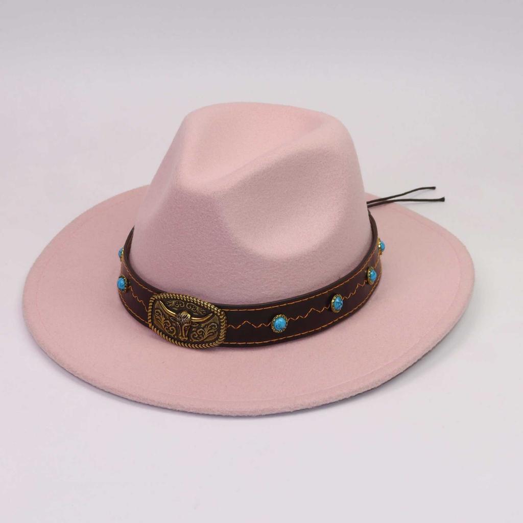New Fashion High-end Western Cowboy Hat Vacation Travel Ethnic Style Tibetan Woolen Jazz Top Hat