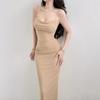 French Elegance Backless Spaghetti Strap Dress - Slimming, Waist-Cinching Bodycon Autumn Long Skirt for Women