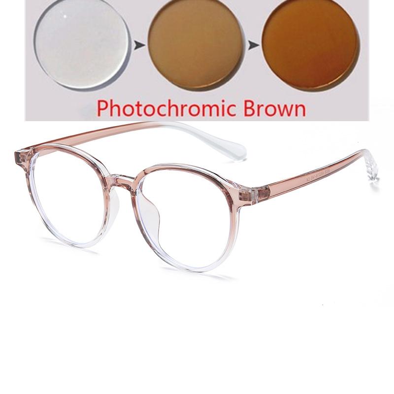 Transparent Blue Frame Blue Light Blocking Round Minus Diopter Glasses Prescription 0 To -6 0