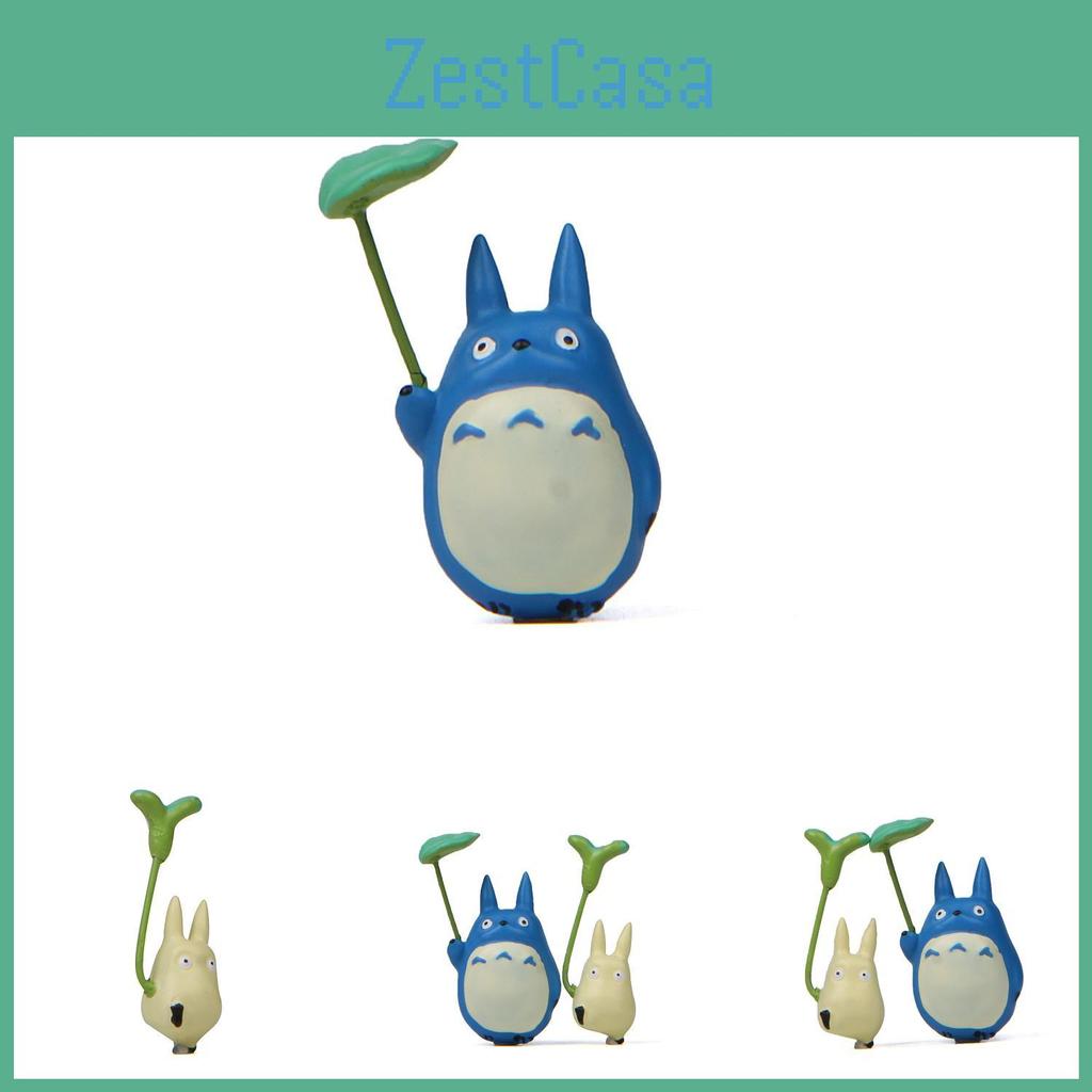 Totoro Cartoon Cute Hold Leaf Cat Mini Model Decoration For Landscape Props