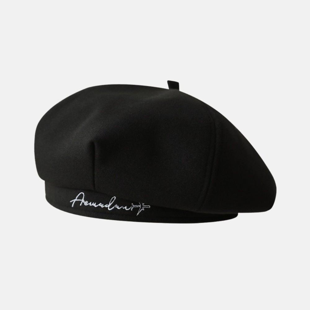 Letter Embroidered Newsboy Hat Octagonal Visors Cap Vintage Beret Painter's Hat