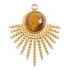 5pcs Real Natural Stone Tiger Eye Charm Sun Eye Oval Boho Pendant Gold Color Stainless Steel Pendants For Jewelry Making Finding