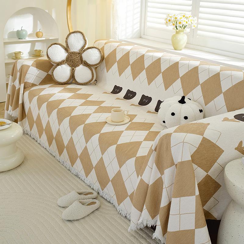 

Ins Chenille Sofa Cover Universal All Seasons Non Slip Blanket Soft Cushion Towel Cloth for Living Room Decor 90x180
