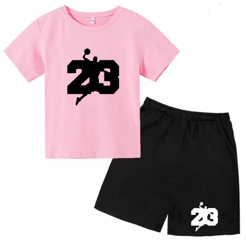 Basketball T-shirt Training Clothes Summer Children's Shirt + Shorts 2-piece Set Girls Boys Sports Casual Charming Top