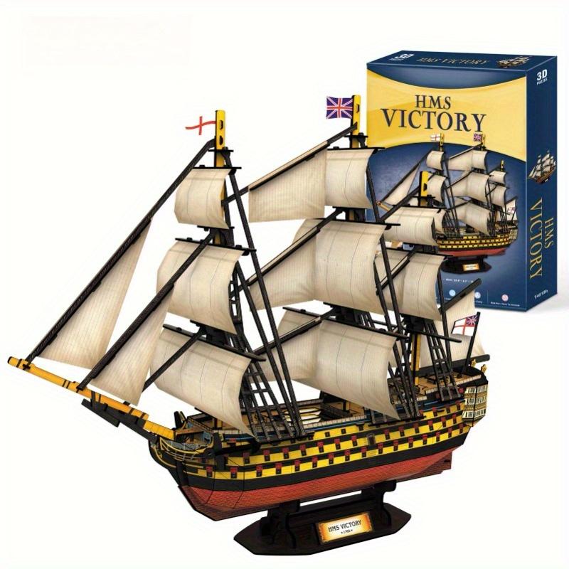 189pcs Royal Victory Sailing Ship 3D Paper Jigsaw Puzzle - Creative Home Decor Model Ornament, Wooden Craft Kit for Halloween