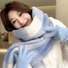 Korean Style Women's Winter Fluffy Blue & White Plaid Scarf - Shawl Thickened Warm Long Plush Neck Warmer