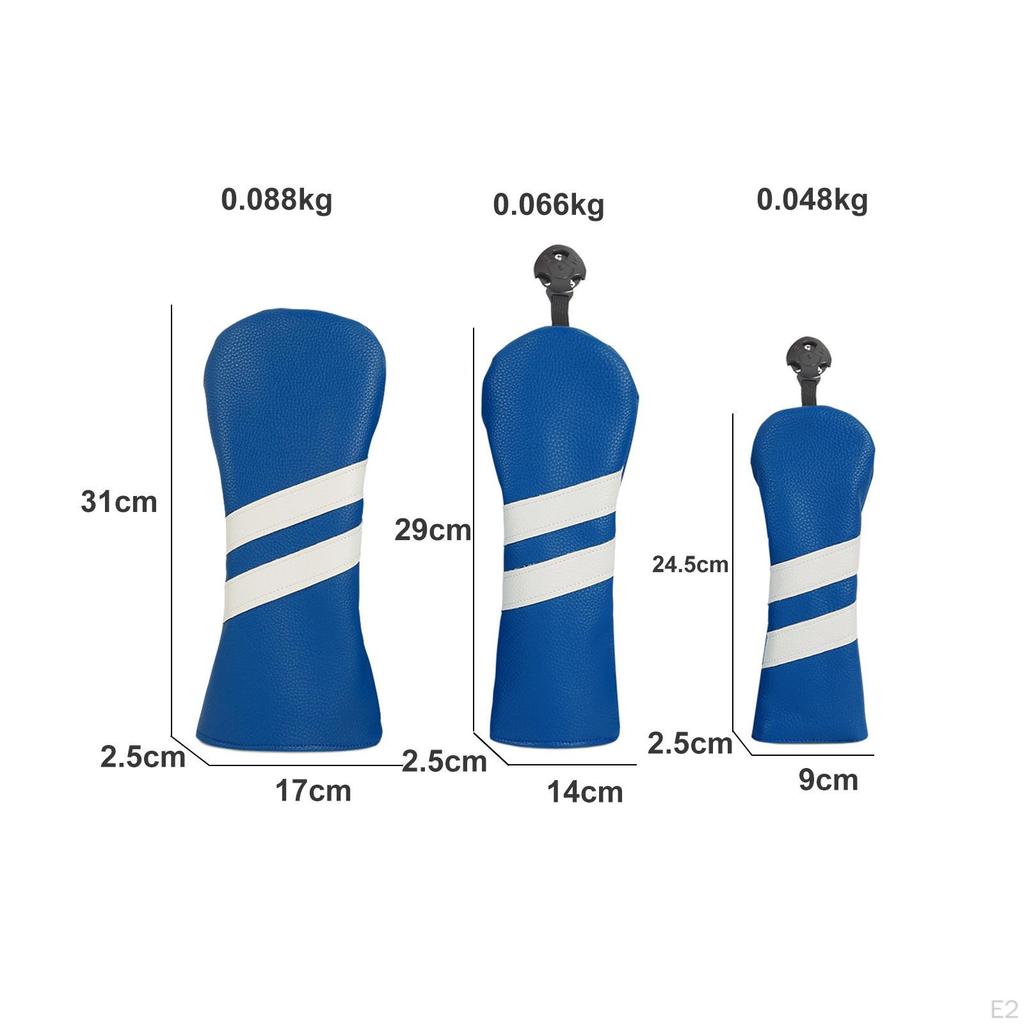 3x Golf Wood Headcovers Club Head Cover Protection Sleeve Protectors
