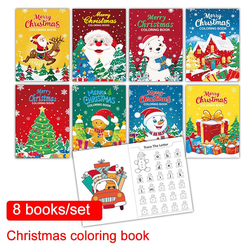Non-Toxic Kids Christmas Coloring Book Puzzle Cartoon Painting Coloring Book Holiday Party Theme Christmas Puzzle Coloring Book Toy Gift
