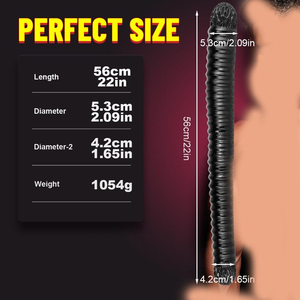 56cm Double-ended Threaded Dildo Oversized Anal Whip Anal Plug   Sex Toys Fisting Realistic Dildo Big Penis Strap On Cock PVC