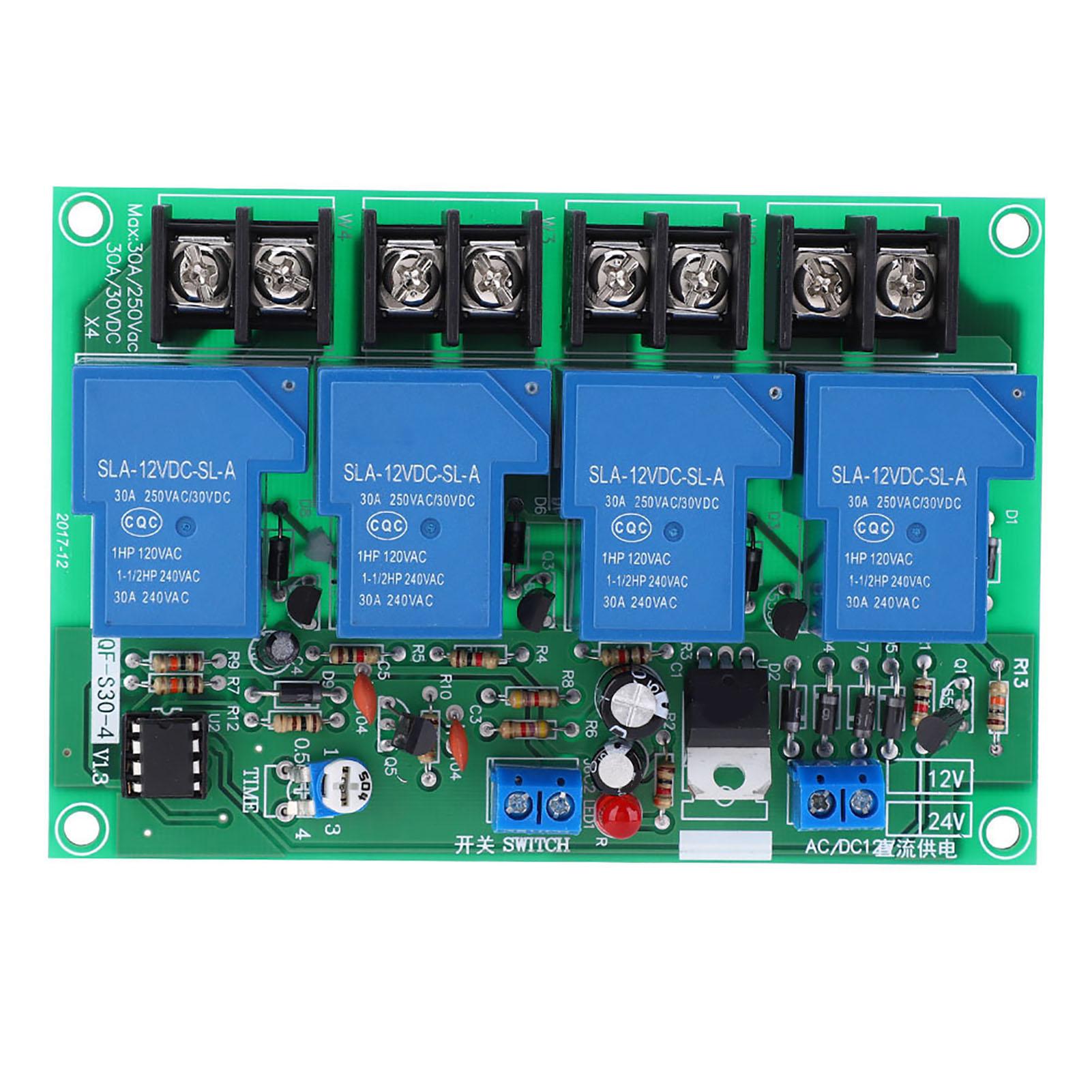 

Power Time Sequence Board 4 Channel Adjustable Sequential Controller Module 30A 0.54s