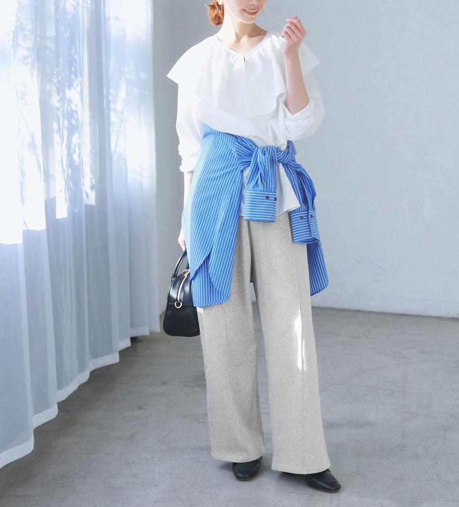 ROPE PICNIC Sweatpants with Embroidered Light GDS15160 Women's Wide-Leg Logo, Gray,