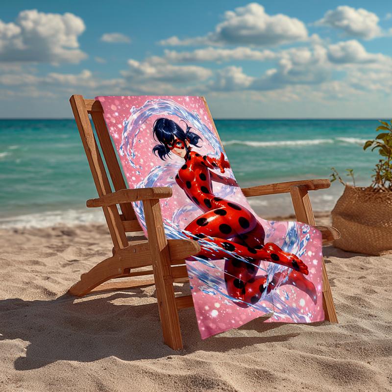 Ultra-Soft Beach Towel with Ladybug Theme,Ideal for Pool - Camping, Diving - Perfect Travel Essential, Vibrant Beach Towel.