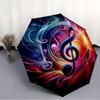 Colorful Gradient Musical Note Windproof Umbrella, Psychedelic Music Art Portable Umbrella