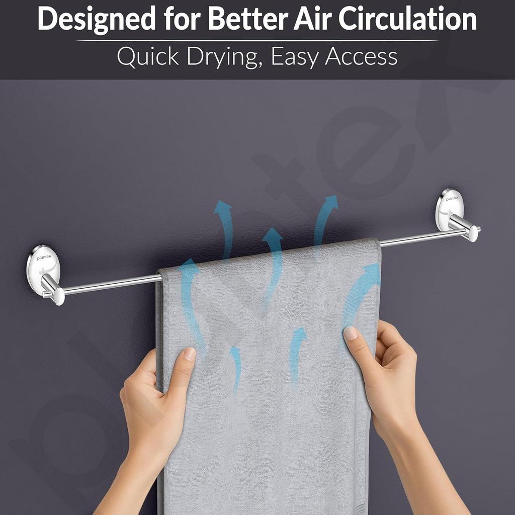 Stainless Steel Single Towel Rod for Bathroom/Towel Holder in Bathroom/Towel Hanger/Bathroom Accessories - Oreva (Chrome)