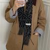 Vintage Leopards Print Tassels Scarf Soft Acrylic Neckerchief Warm Fashion Scarves for Women Warm Accessory