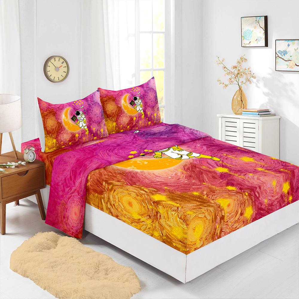 Four-Piece Mattress Digital Printing Mattress Protective Cover Bedding Van Gogh Oil Painting