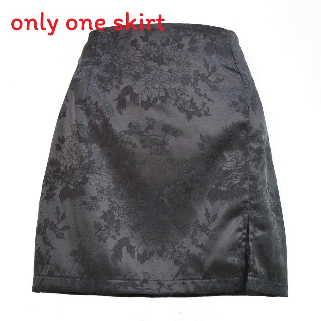Elegant Floral Pattern Satin A Line Short Skirt With Zipper For Summer Women