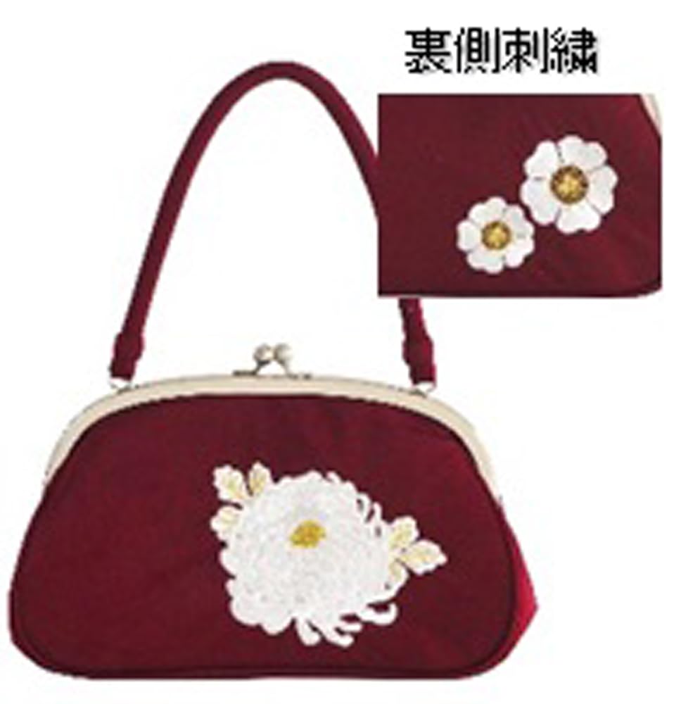 Ando Tachibana Chrysanthemum Embroidered Bag Burgundy SBA-1 Women's,