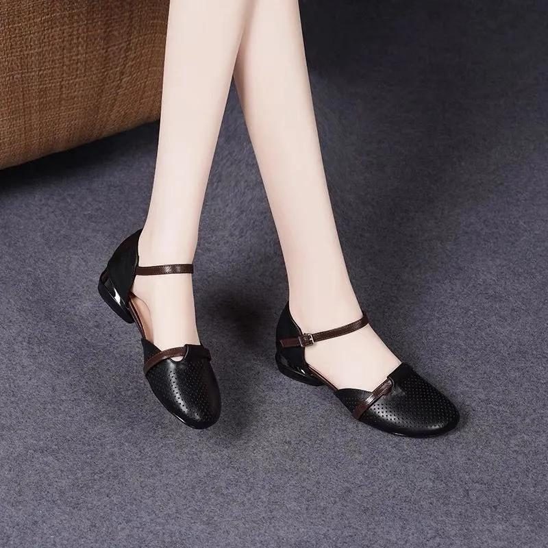 

women elegant brown light weight spring slip on square heel shoes for office career lady casual comfort black summer shoes ab228 35