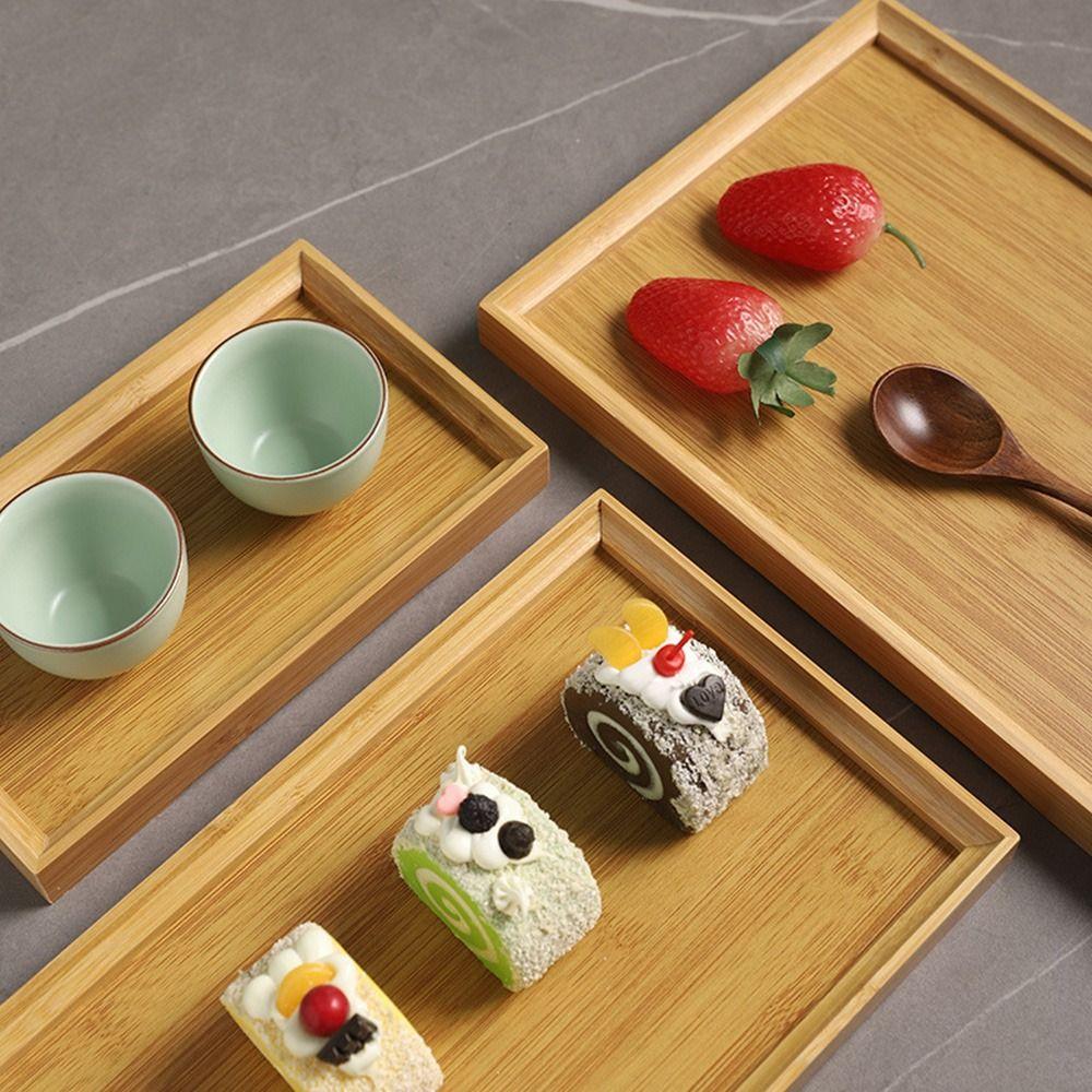 Retro Style Food Storage Trays Natural Bamboo Dessert Pallet Decorate Tray Wooden Tray  Bathroom