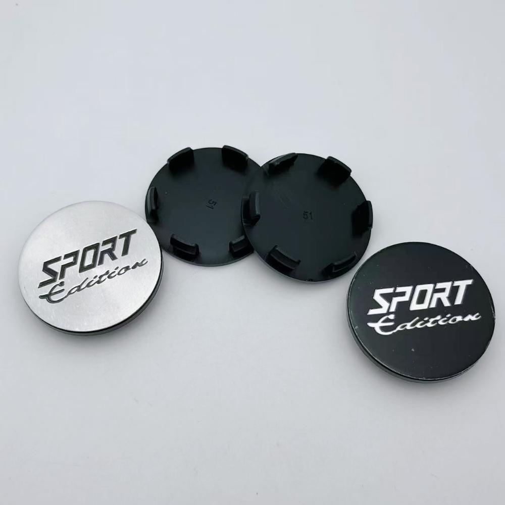 4pcs 51mm Sport Edition Logo Emblem Car Wheel Center Caps Wheel hubcaps Auto Rim Centre Cover Black/Sliver Car Accessories