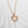 Sparkling Heart Zirconia Necklace, Golden Plated Chain, Bridal Jewelry for Wedding & Party