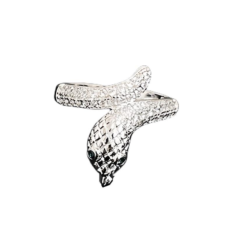 Leopard Head Serpentine Full Of Diamonds Zircon Light Luxury High-End Open Ring Personalized Luxury Niche Design Ring Woman