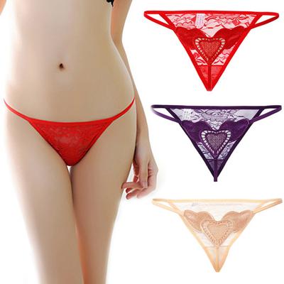 תחתוני נשים פרחוניים שקופים סקסיים תחתונים לב סטרינג תונג