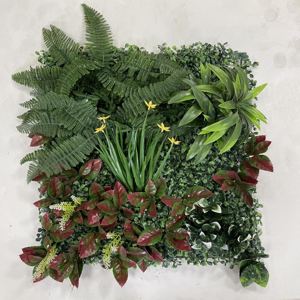 50×50cm Artificial Green Plant Wall - Plastic Vertical Garden, Fake Flower Wall, Synthetic Turf Background