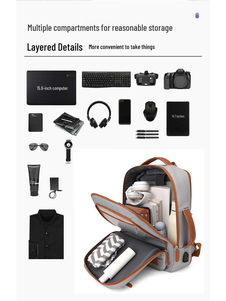 Large Capacity USB Commuting Backpack with Wet/Dry Separation for Business, College, or Travel