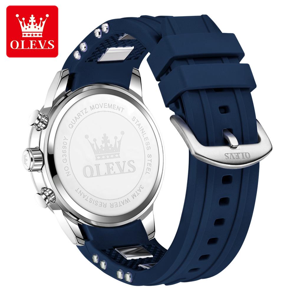 OLEVS Brand Original Quartz Watch Men Sports Silicone Waterproof Luminous Multifunctional Chronograph Watches For Men