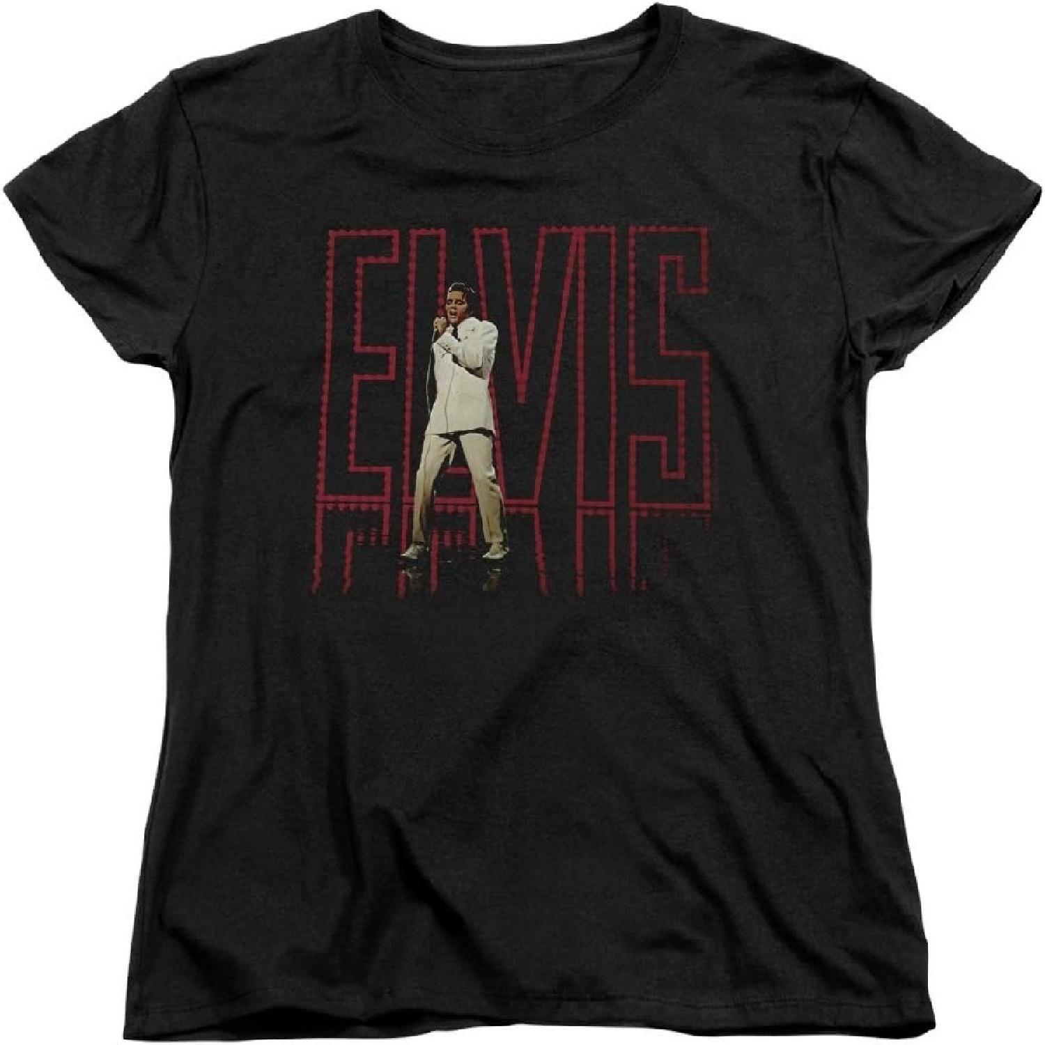 Elvis - Elvis 68 Album Womens T-Shirt in Black, Medium, Black S