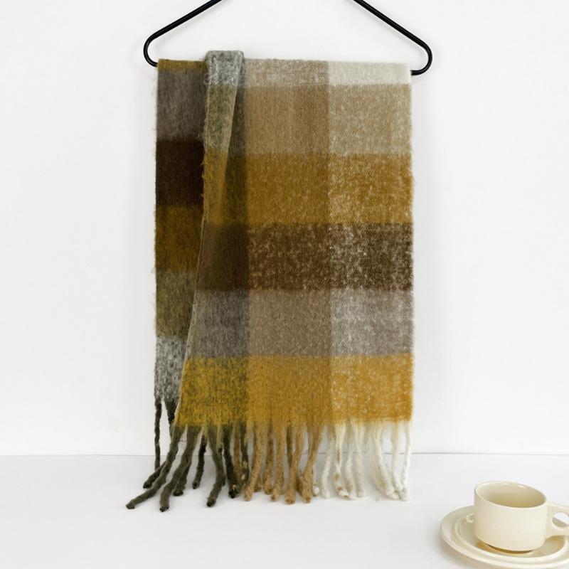 

Зимний новый парный цветной клетчатый шарф женский зимний теплый мохеровый утолщенный длинный шарф-шаль 40*210cm