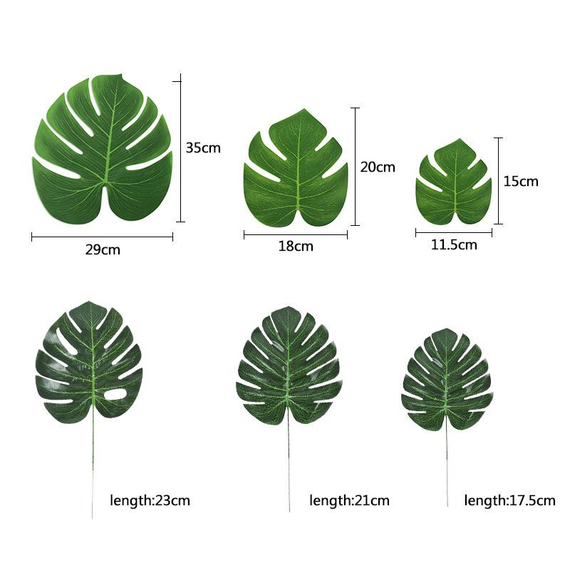 Tropical Palm Leaves Monstera Artificial Silk Turtle Leaf for Home Hawaiian Luau Beach Wedding Decoration Summer Party Supplies