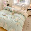 1pc 100% Cotton Floral Duvet Cover Soft Skin-Friendly King Size Comforter Cover with Zipper Spring Summer Breathable Quilt Cover