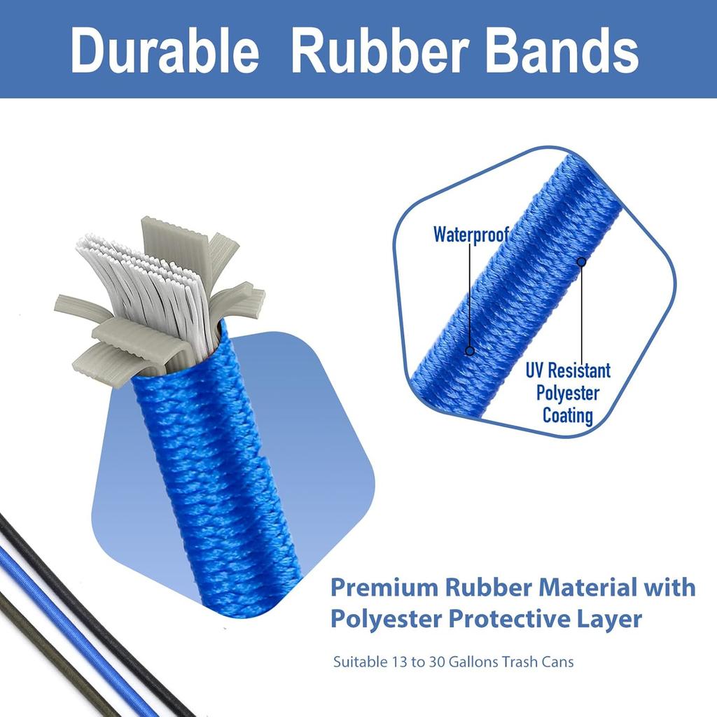 Trash Can Rubber Bands, Fit 13-30 Gallon Garbage Can, Set of 3 Elastic Trash Can Bands Heavy Duty for Kitchen Bathroom, Garbage Bin & Litter Box