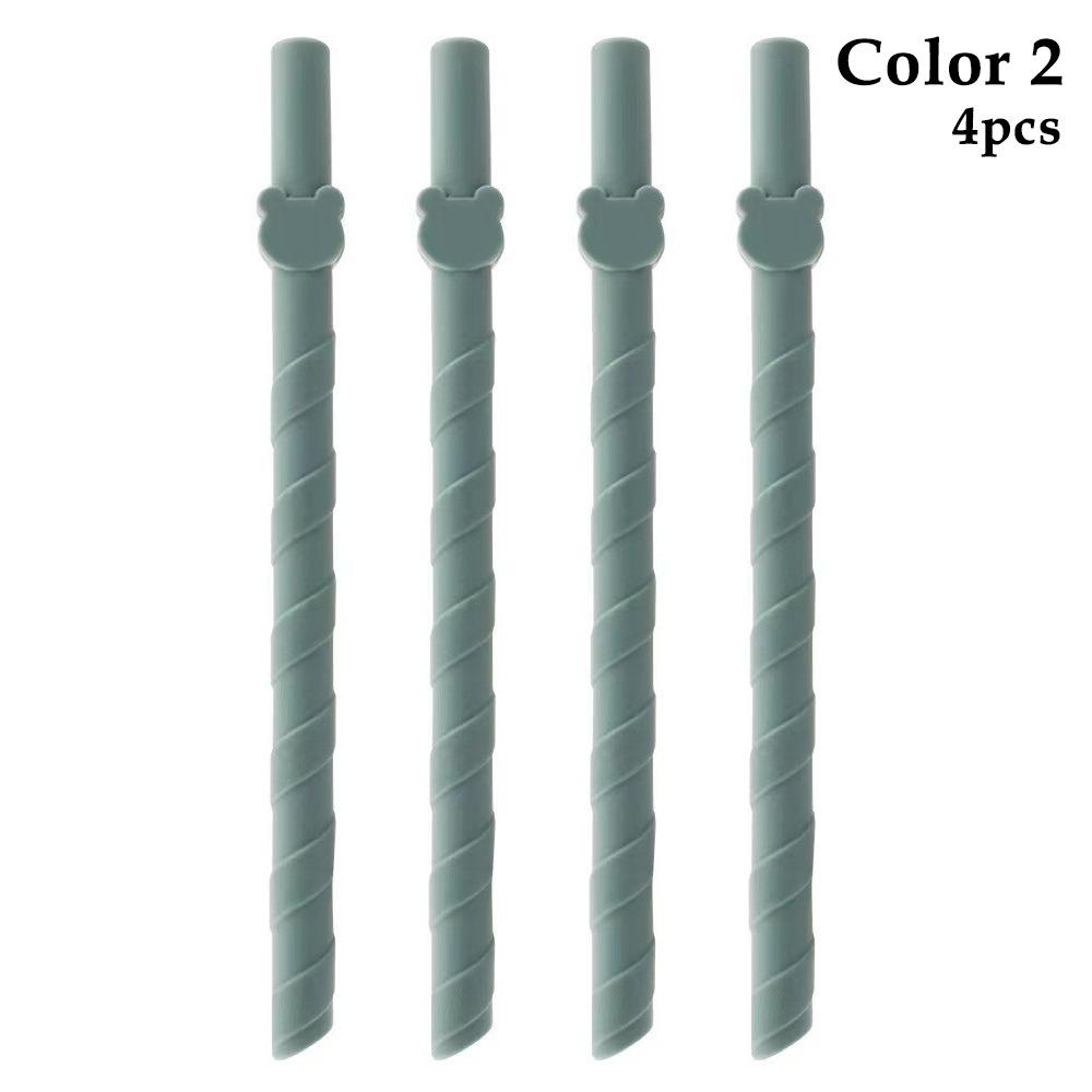4Pcs Children's Milk Tea Straight Straws Food Grade Reusable Straws Creative Silicone Straws
