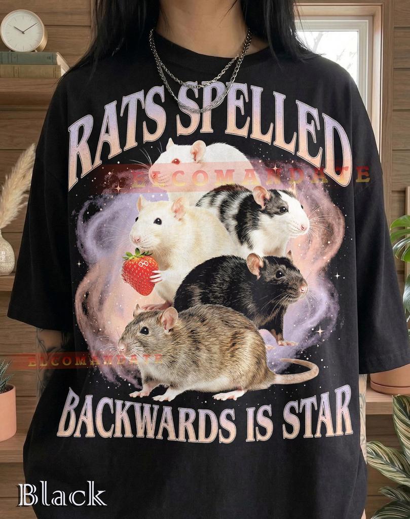 Rats Spelled Backwards Is Star Comfort Colors® Tshirt, Retro Pet Rat Cosmic Space Galaxy Tee, 90s Vintage Animal Lover Rodent Mom Gift