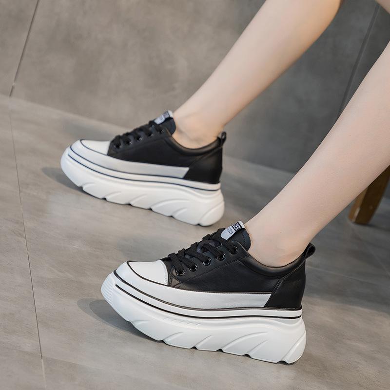 Inner Height Increase Casual Little White Shoes Women's Spring New Leather Versatile Sports Shoes Platform Small Size Women's Shoes